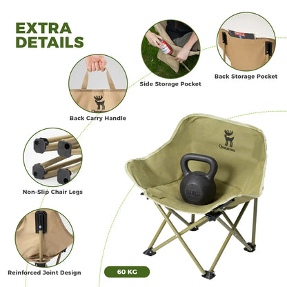 Folding Carbon Steel Camping Chair Adult Kids