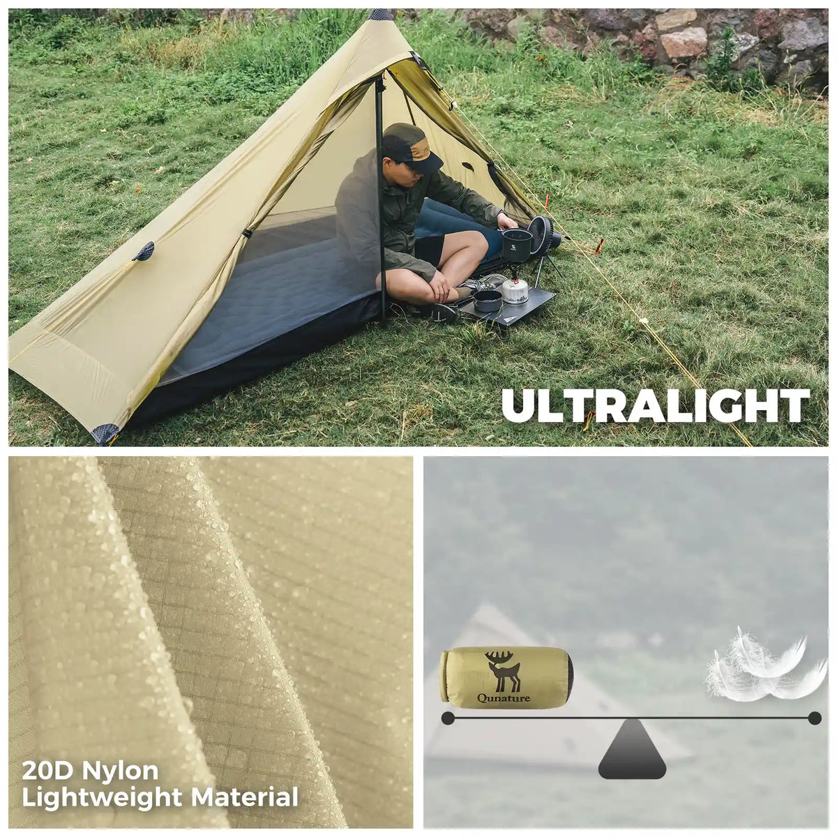 Ultralight One Person Poleless Rainproof Easy Setup Tent