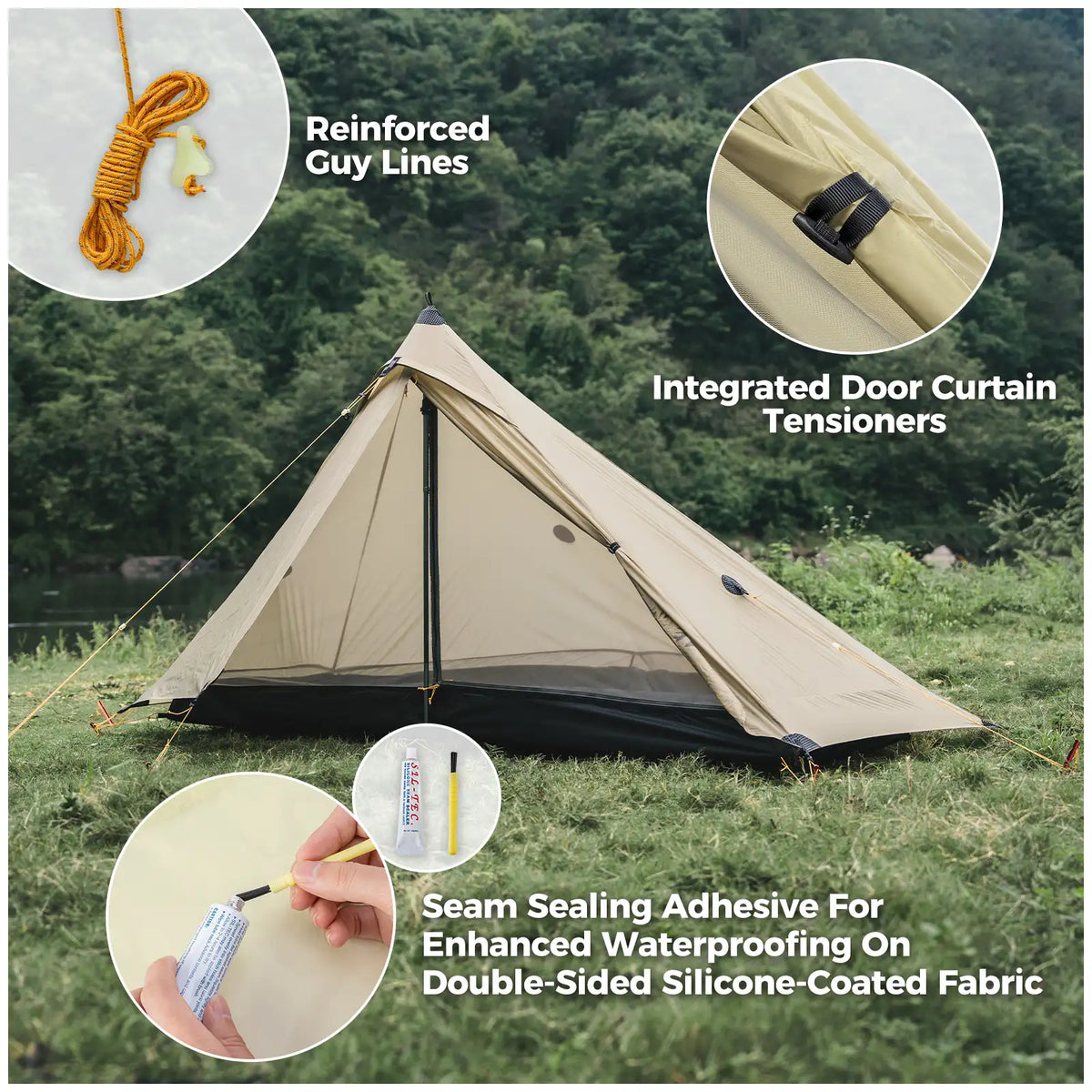 Ultralight One Person Poleless Rainproof Easy Setup Tent
