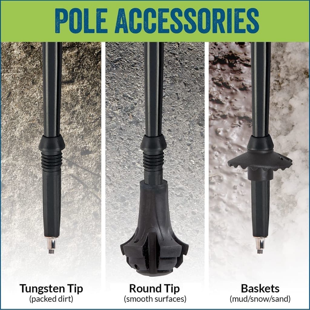 Adjustable Collapsible Walking Poles With Stability Grips