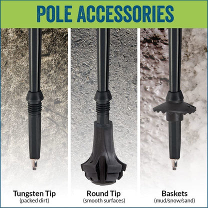 Adjustable Collapsible Walking Poles With Stability Grips