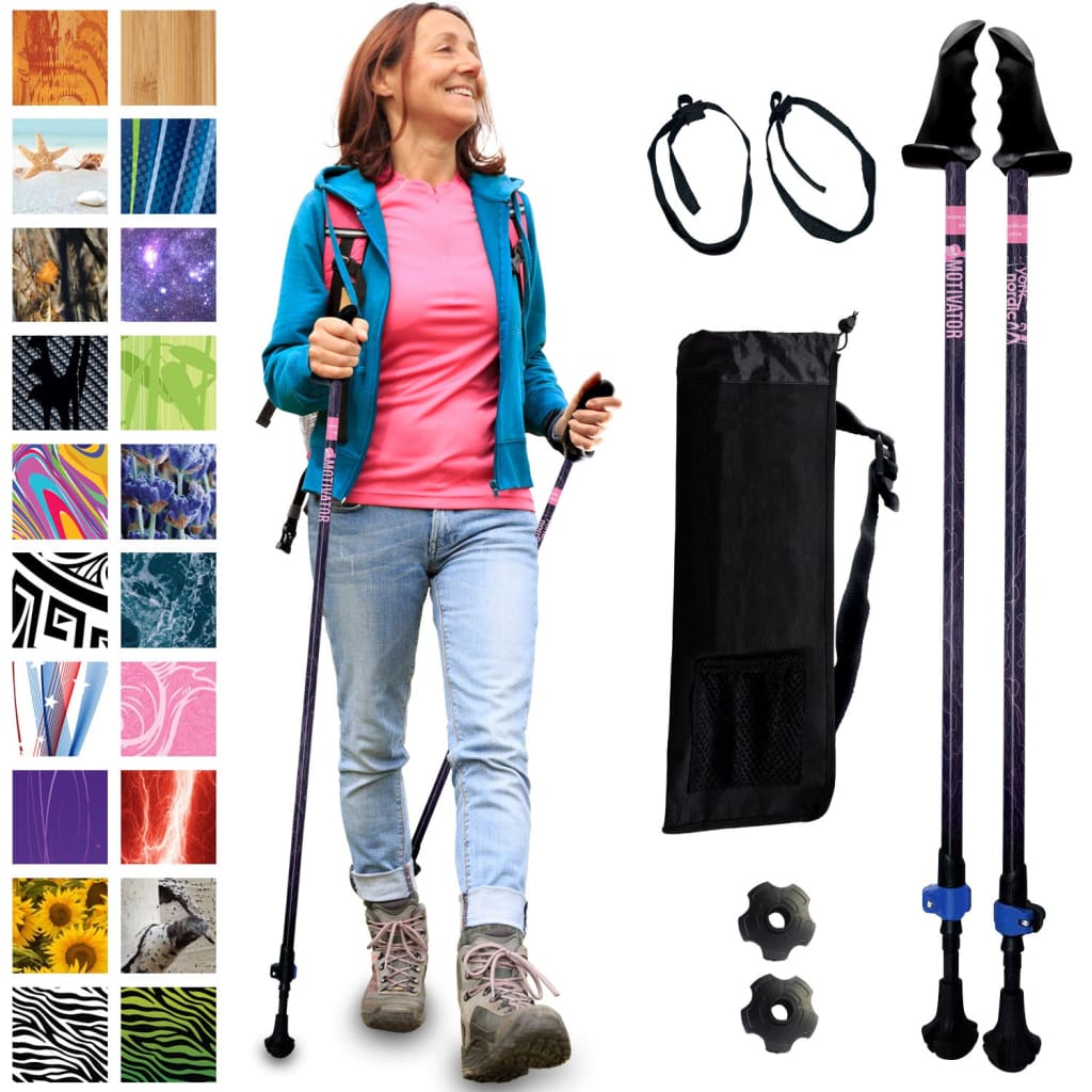 Adjustable Collapsible Walking Poles With Stability Grips