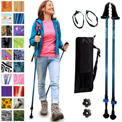 Adjustable Collapsible Walking Poles With Stability Grips
