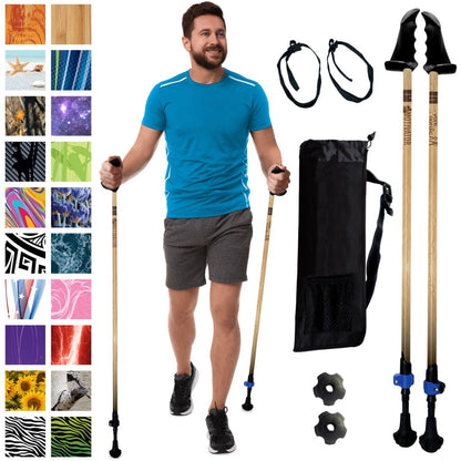 Adjustable Collapsible Walking Poles With Stability Grips