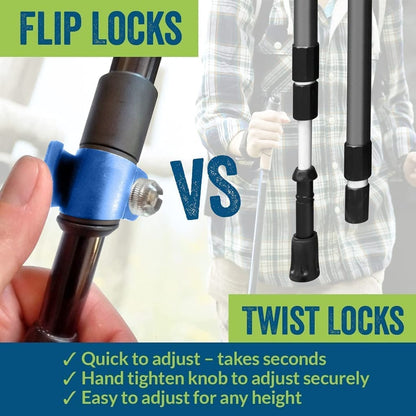 Adjustable Collapsible Walking Poles With Stability Grips